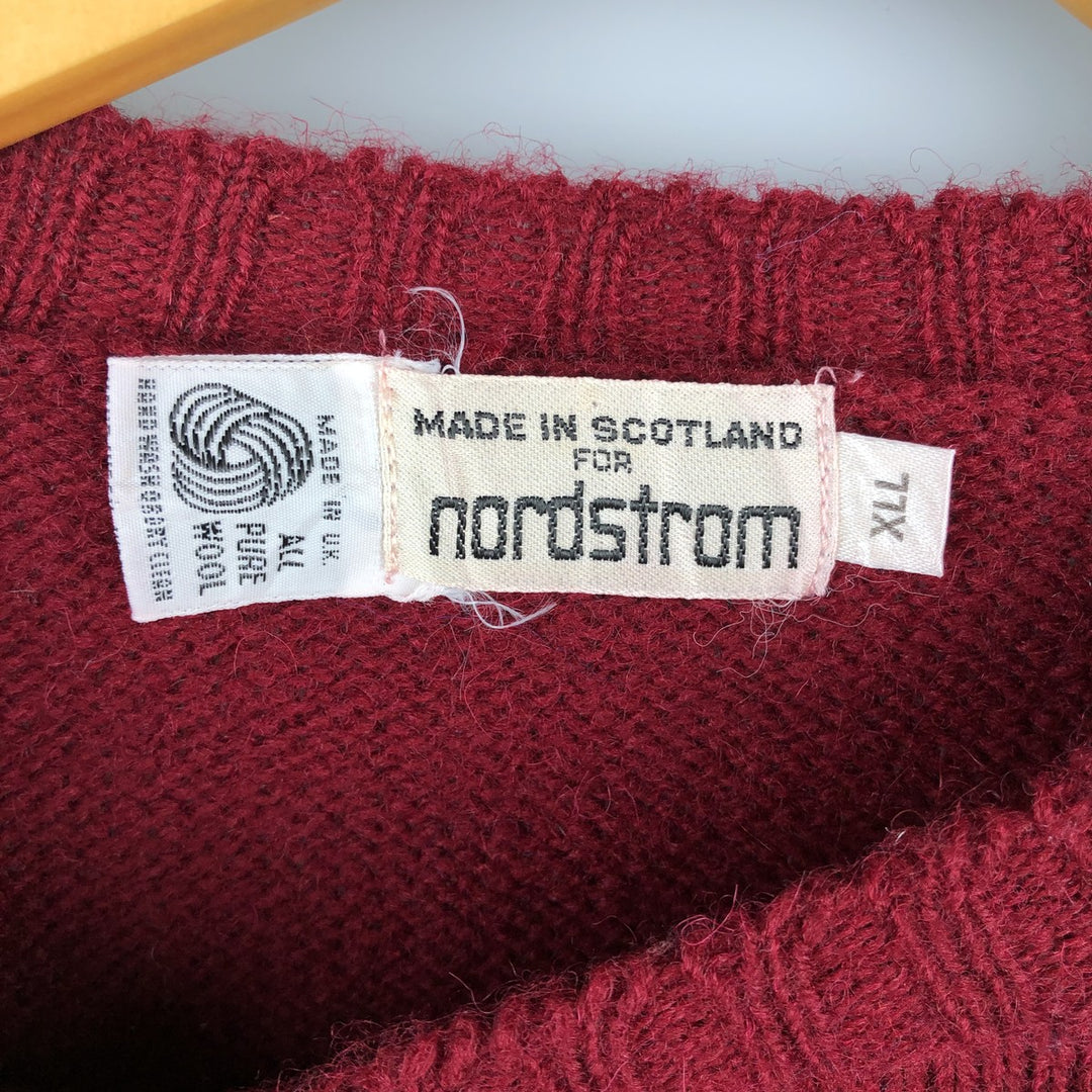 Nordstrom wool knit sweater, made in the UK, men's size XXL wool burgundy type Vintage Second Hand