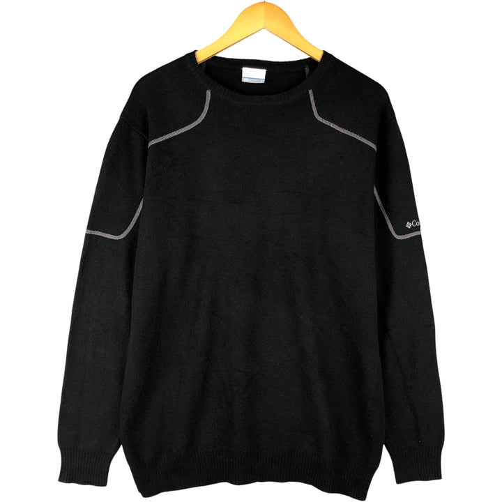 Columbia Striped Cotton Knit Sweater, Men's Size Medium cotton black type Vintage Second Hand