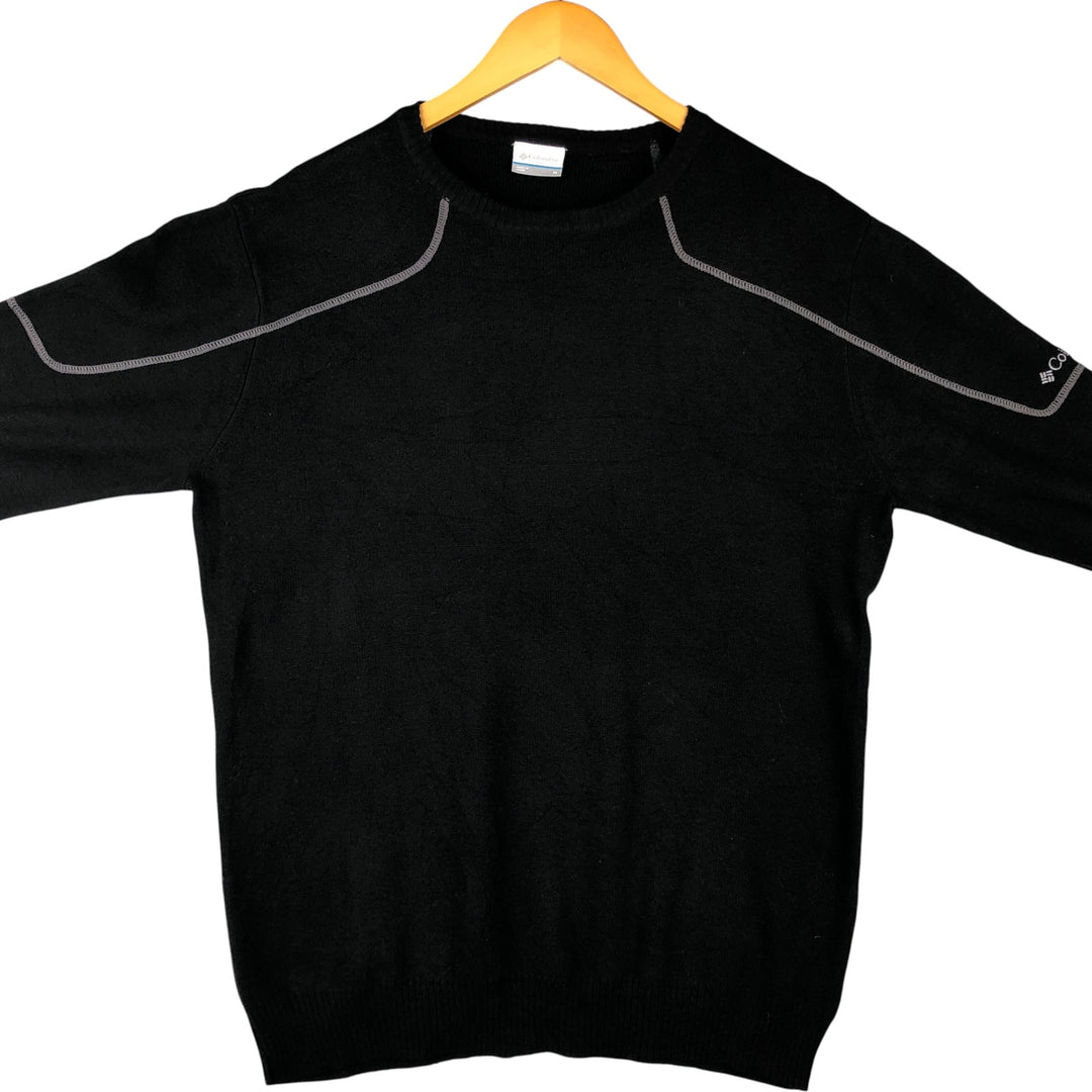 Columbia Striped Cotton Knit Sweater, Men's Size Medium cotton black type Vintage Second Hand