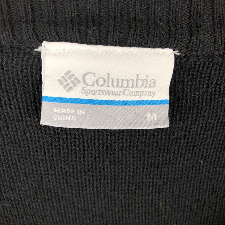 Columbia Striped Cotton Knit Sweater, Men's Size Medium cotton black type Vintage Second Hand