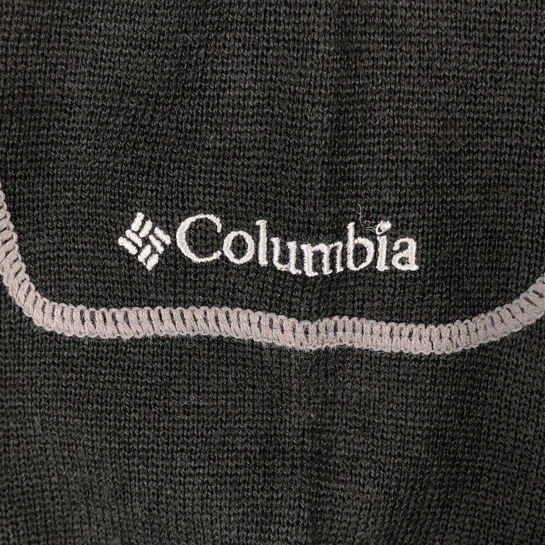 Columbia Striped Cotton Knit Sweater, Men's Size Medium cotton black type Vintage Second Hand