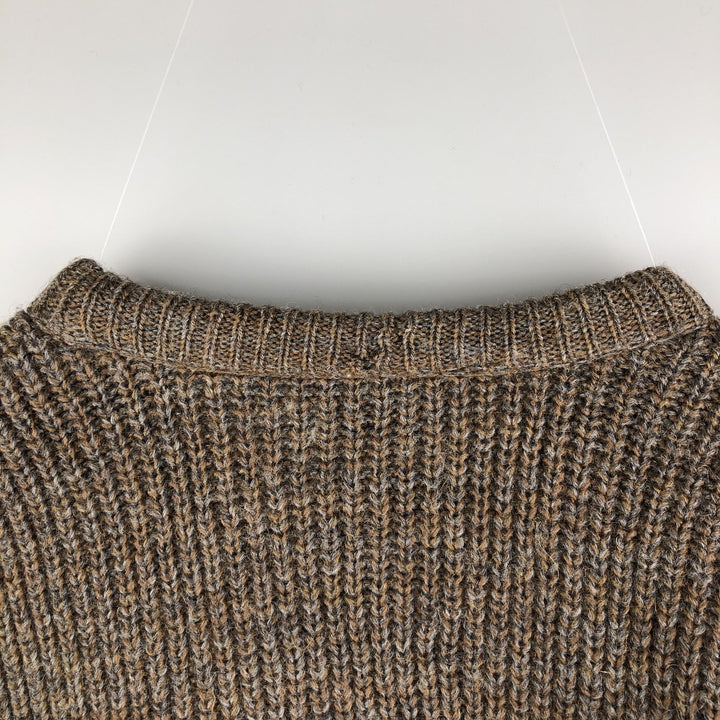Barbour 3-Warrant Ribbed Wool Knit Sweater, Men's XXL wool Khaki type Vintage Second Hand