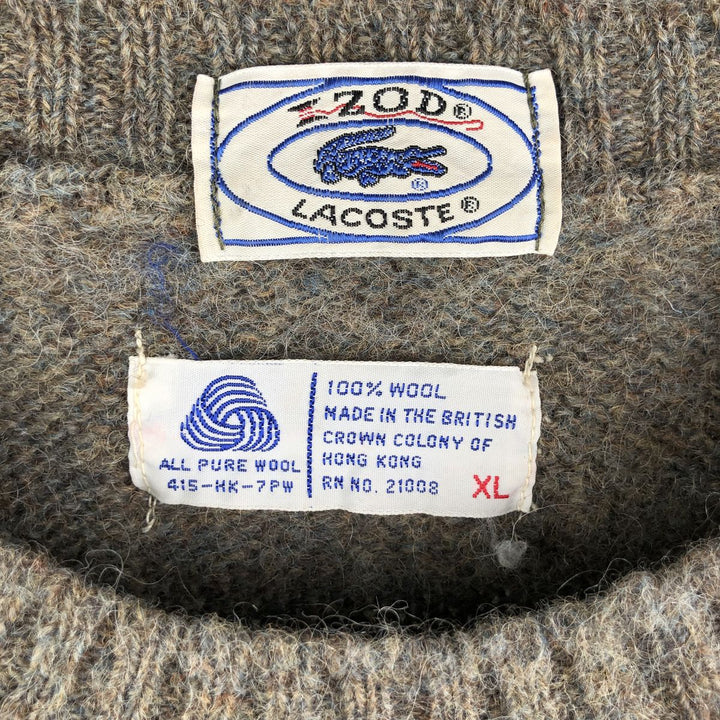 Vintage 70s-80'S Lacoste IZOD wool knit sweater, men's size XL wool Khaki type sage green Vintage Second Hand