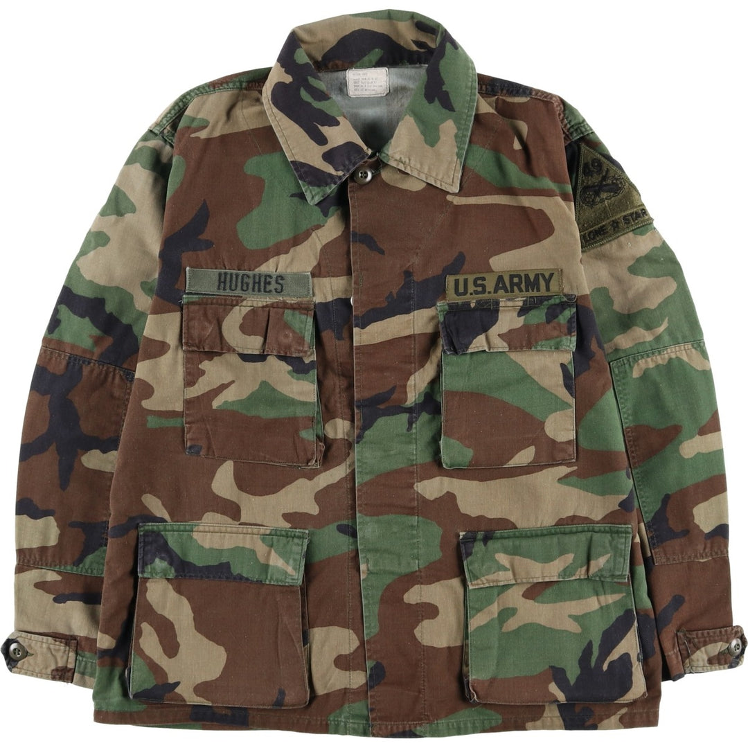 Authentic 1980'S US Military Camouflage Pattern Woodland Camo BDU Military Jacket, Made in USA, Medium-Short, Men's Size M, Vintage cotton Khaki type Vintage Second Hand