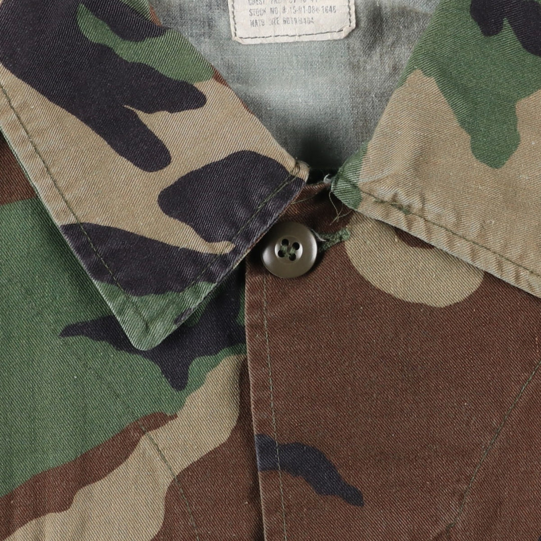 Authentic 1980'S US Military Camouflage Pattern Woodland Camo BDU Military Jacket, Made in USA, Medium-Short, Men's Size M, Vintage cotton Khaki type Vintage Second Hand