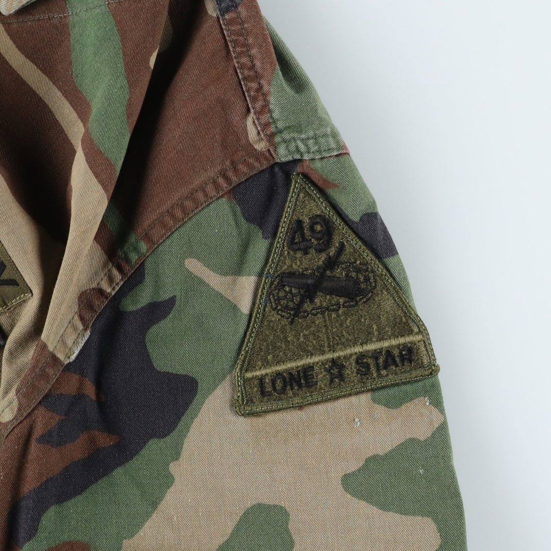 Authentic 1980'S US Military Camouflage Pattern Woodland Camo BDU Military Jacket, Made in USA, Medium-Short, Men's Size M, Vintage cotton Khaki type Vintage Second Hand