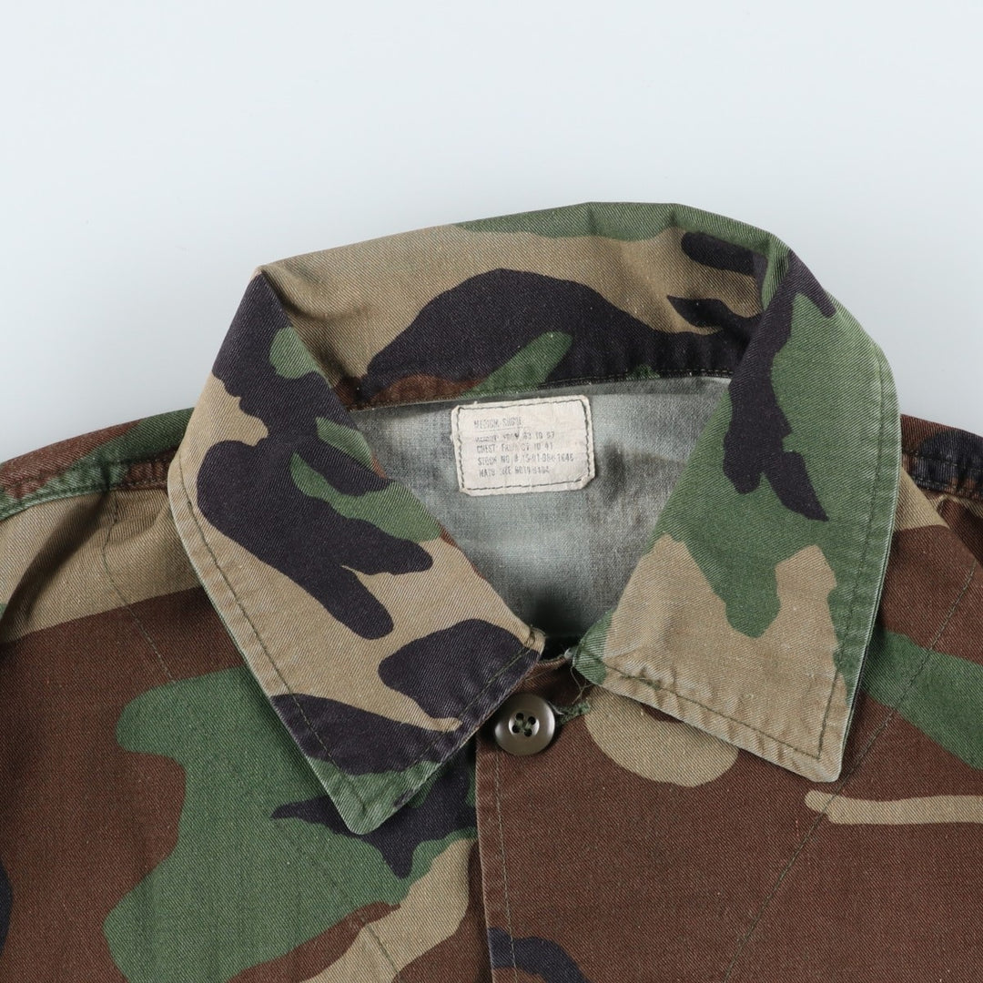 Authentic 1980'S US Military Camouflage Pattern Woodland Camo BDU Military Jacket, Made in USA, Medium-Short, Men's Size M, Vintage cotton Khaki type Vintage Second Hand