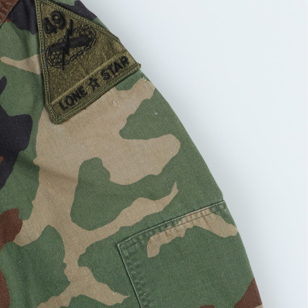 Authentic 1980'S US Military Camouflage Pattern Woodland Camo BDU Military Jacket, Made in USA, Medium-Short, Men's Size M, Vintage cotton Khaki type Vintage Second Hand