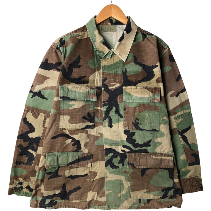 Vintage US Military Camouflage Woodland Camo Ripstop BDU Military Jacket, Men's Size Medium cotton Khaki type Vintage Second Hand