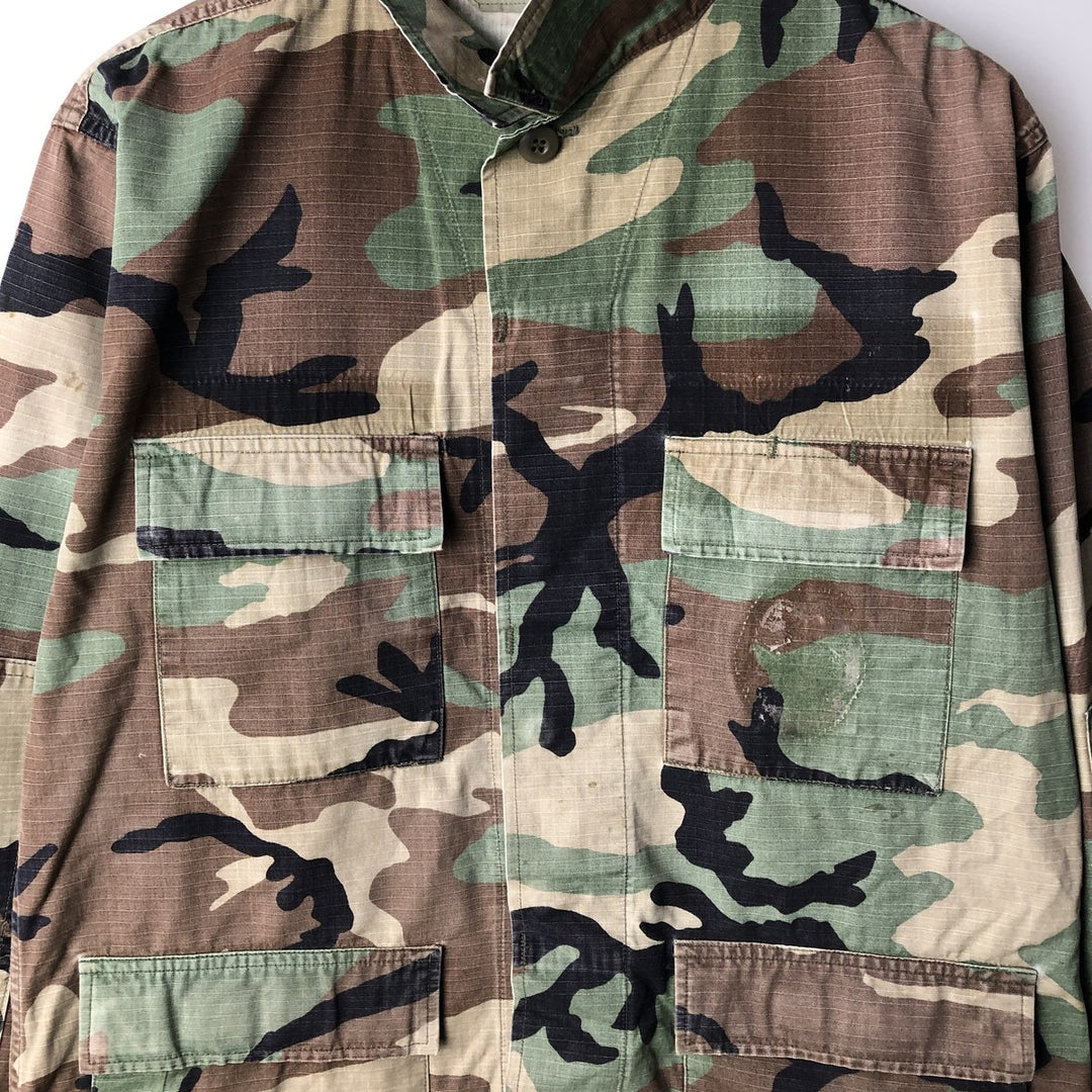 Vintage US Military Camouflage Woodland Camo Ripstop BDU Military Jacket, Men's Size Medium cotton Khaki type Vintage Second Hand