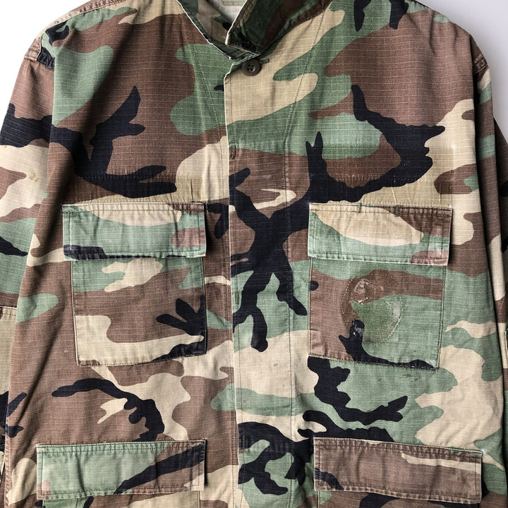 Vintage US Military Camouflage Woodland Camo Ripstop BDU Military Jacket, Men's Size Medium cotton Khaki type Vintage Second Hand