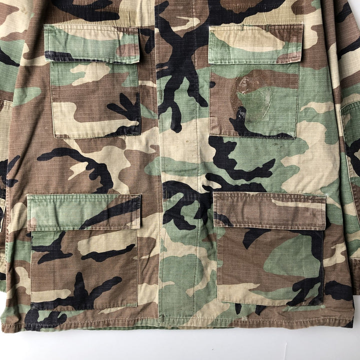 Vintage US Military Camouflage Woodland Camo Ripstop BDU Military Jacket, Men's Size Medium cotton Khaki type Vintage Second Hand