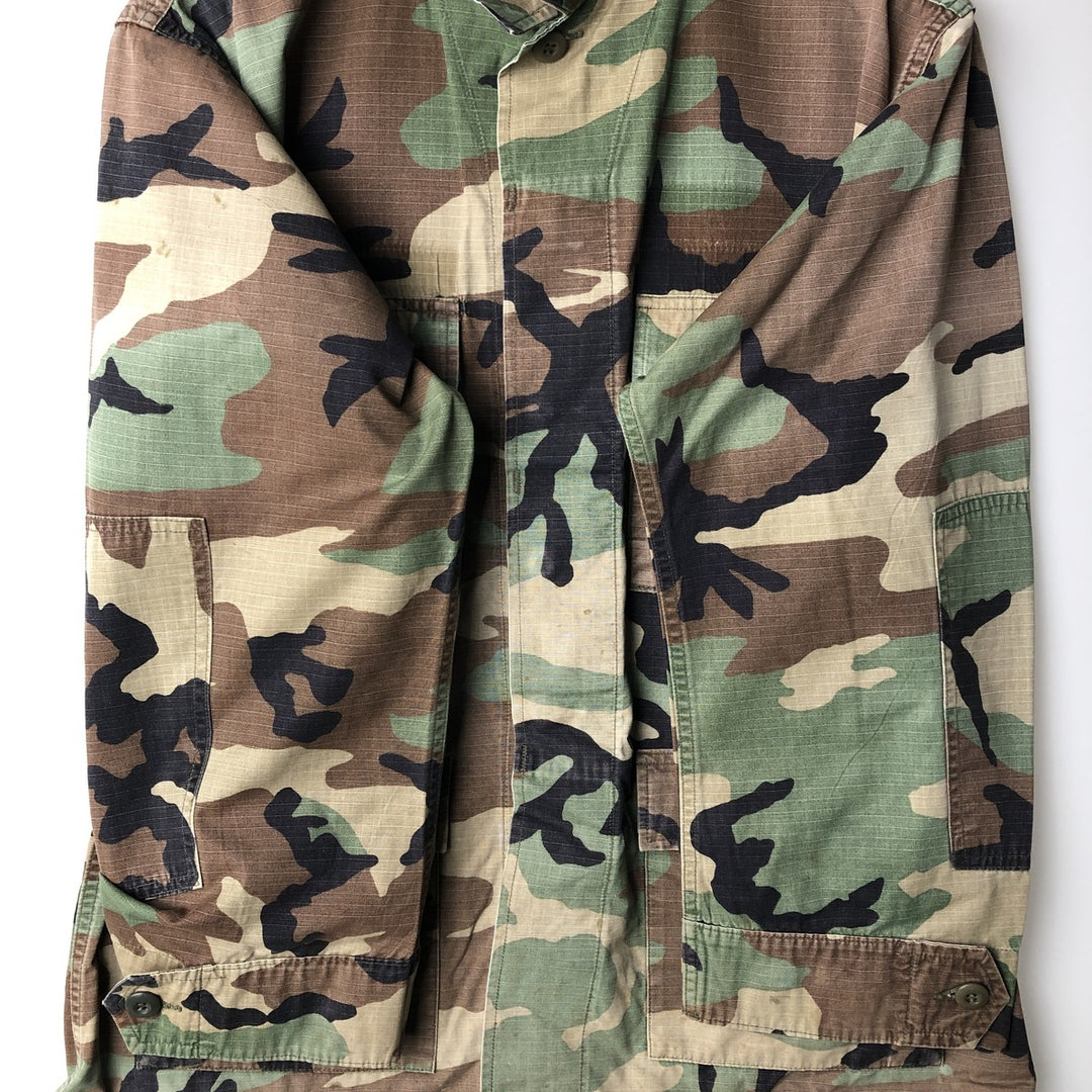 Vintage US Military Camouflage Woodland Camo Ripstop BDU Military Jacket, Men's Size Medium cotton Khaki type Vintage Second Hand