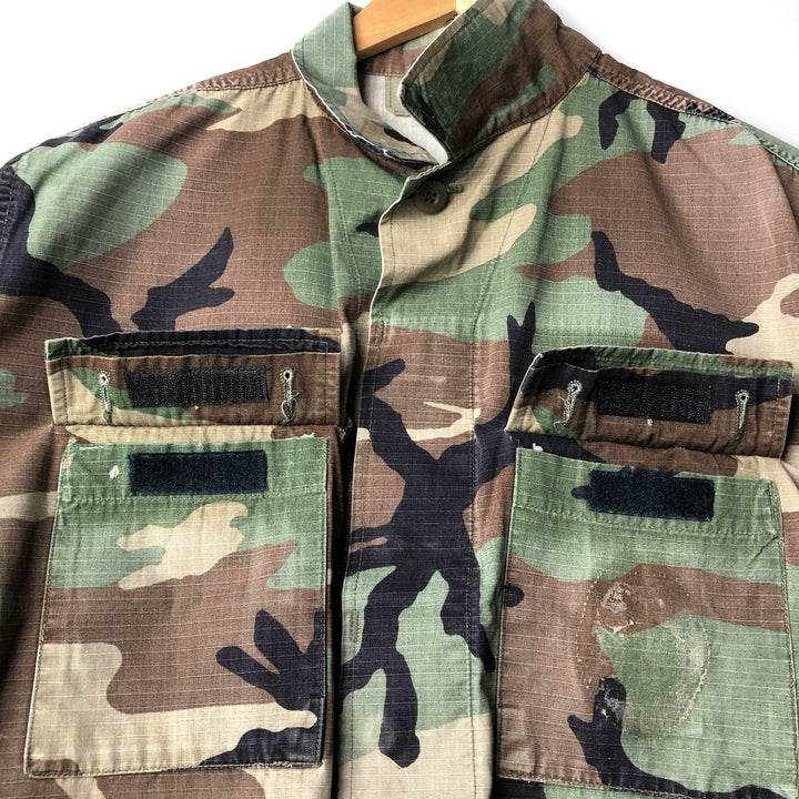 Vintage US Military Camouflage Woodland Camo Ripstop BDU Military Jacket, Men's Size Medium cotton Khaki type Vintage Second Hand
