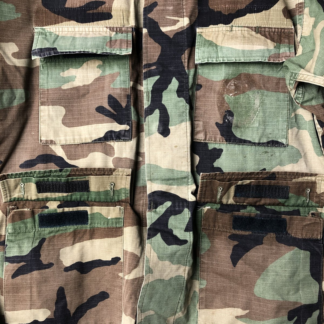 Vintage US Military Camouflage Woodland Camo Ripstop BDU Military Jacket, Men's Size Medium cotton Khaki type Vintage Second Hand