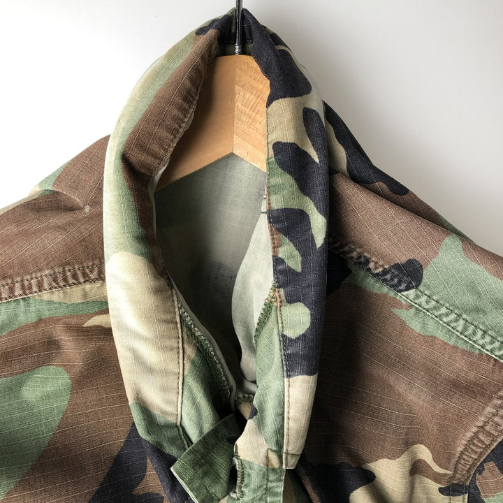 Vintage US Military Camouflage Woodland Camo Ripstop BDU Military Jacket, Men's Size Medium cotton Khaki type Vintage Second Hand