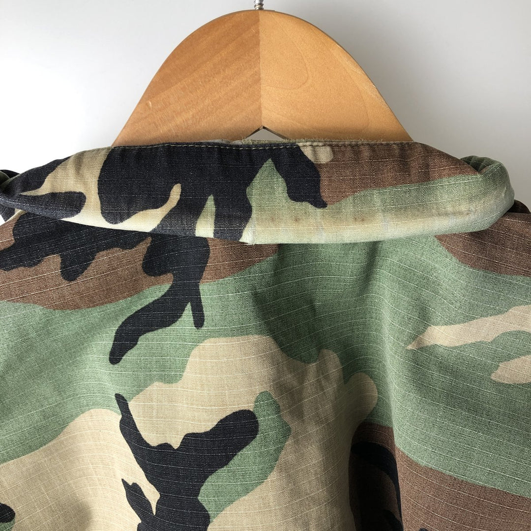 Vintage US Military Camouflage Woodland Camo Ripstop BDU Military Jacket, Men's Size Medium cotton Khaki type Vintage Second Hand