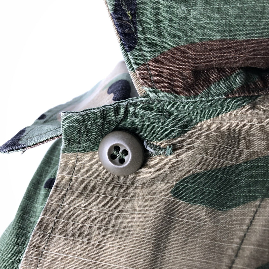 Vintage US Military Camouflage Woodland Camo Ripstop BDU Military Jacket, Men's Size Medium cotton Khaki type Vintage Second Hand