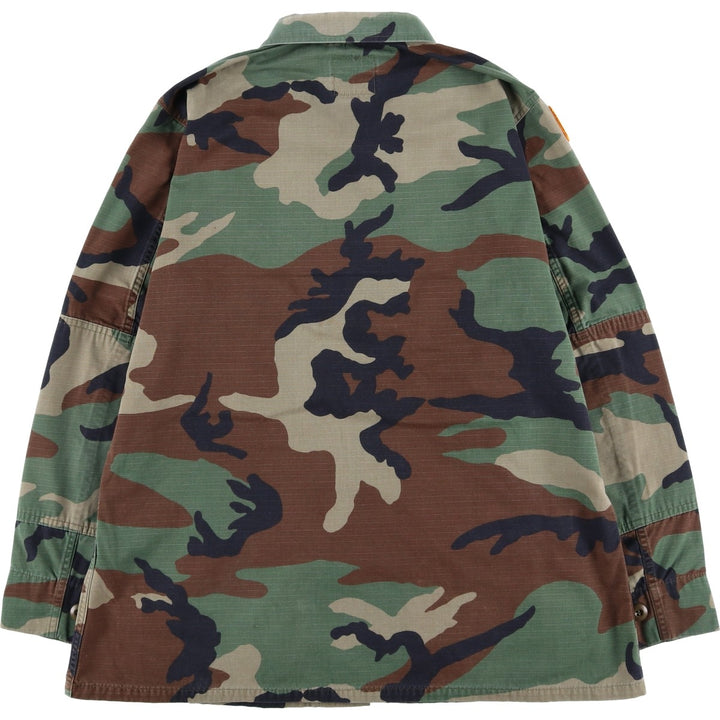 US Military Camouflage Woodland Camo Stars and Stripes Ripstop BDU Military Jacket, Medium-Short, Men's Size M cotton Khaki type Vintage Second Hand