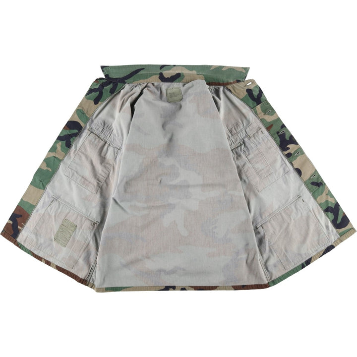US Military Camouflage Woodland Camo Stars and Stripes Ripstop BDU Military Jacket, Medium-Short, Men's Size M cotton Khaki type Vintage Second Hand
