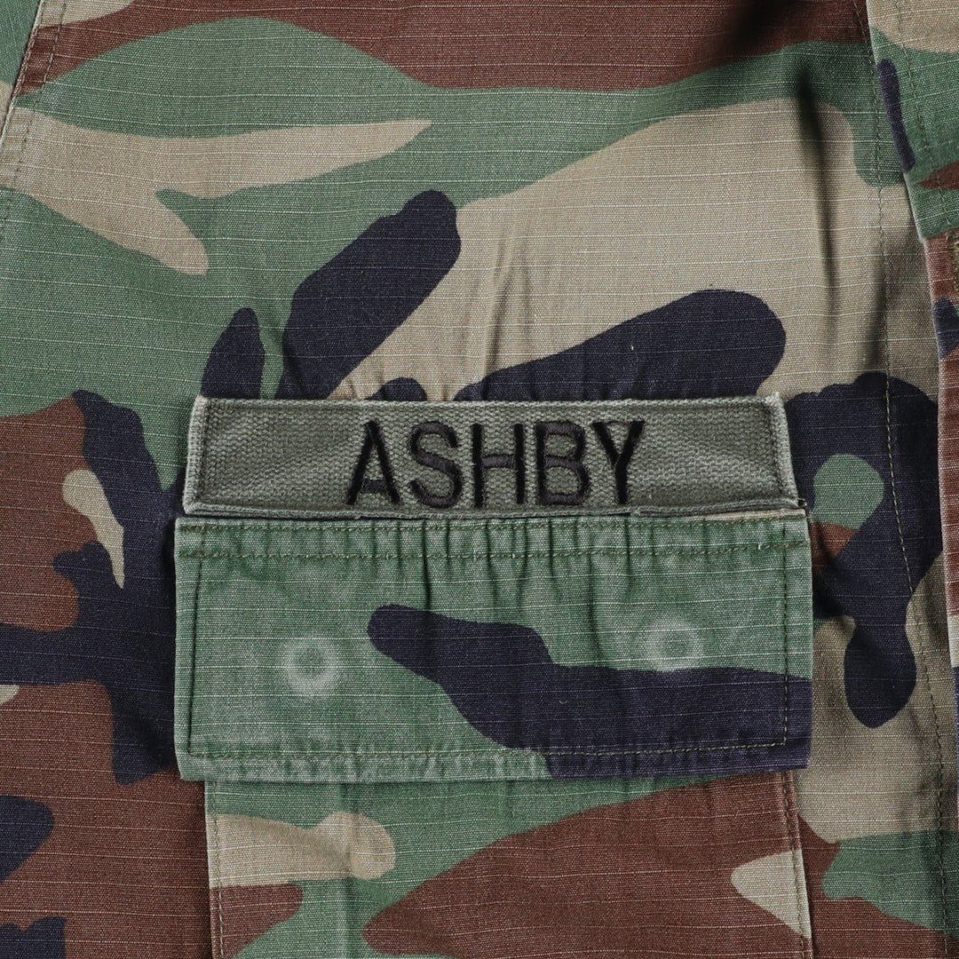 US Military Camouflage Woodland Camo Stars and Stripes Ripstop BDU Military Jacket, Medium-Short, Men's Size M cotton Khaki type Vintage Second Hand