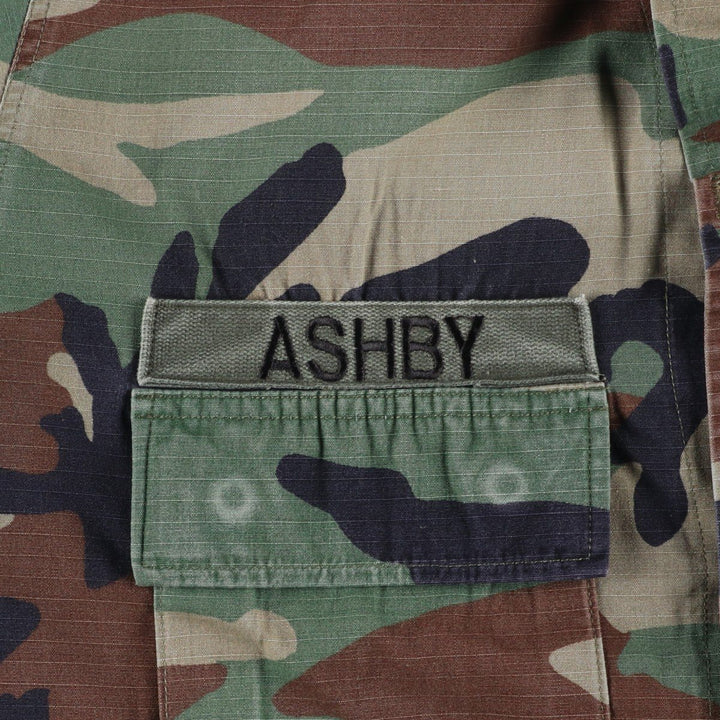 US Military Camouflage Woodland Camo Stars and Stripes Ripstop BDU Military Jacket, Medium-Short, Men's Size M cotton Khaki type Vintage Second Hand