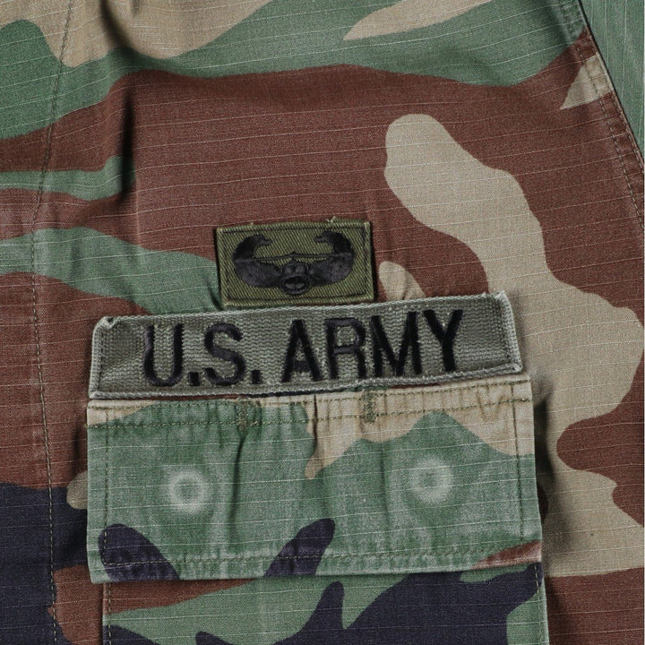 US Military Camouflage Woodland Camo Stars and Stripes Ripstop BDU Military Jacket, Medium-Short, Men's Size M cotton Khaki type Vintage Second Hand