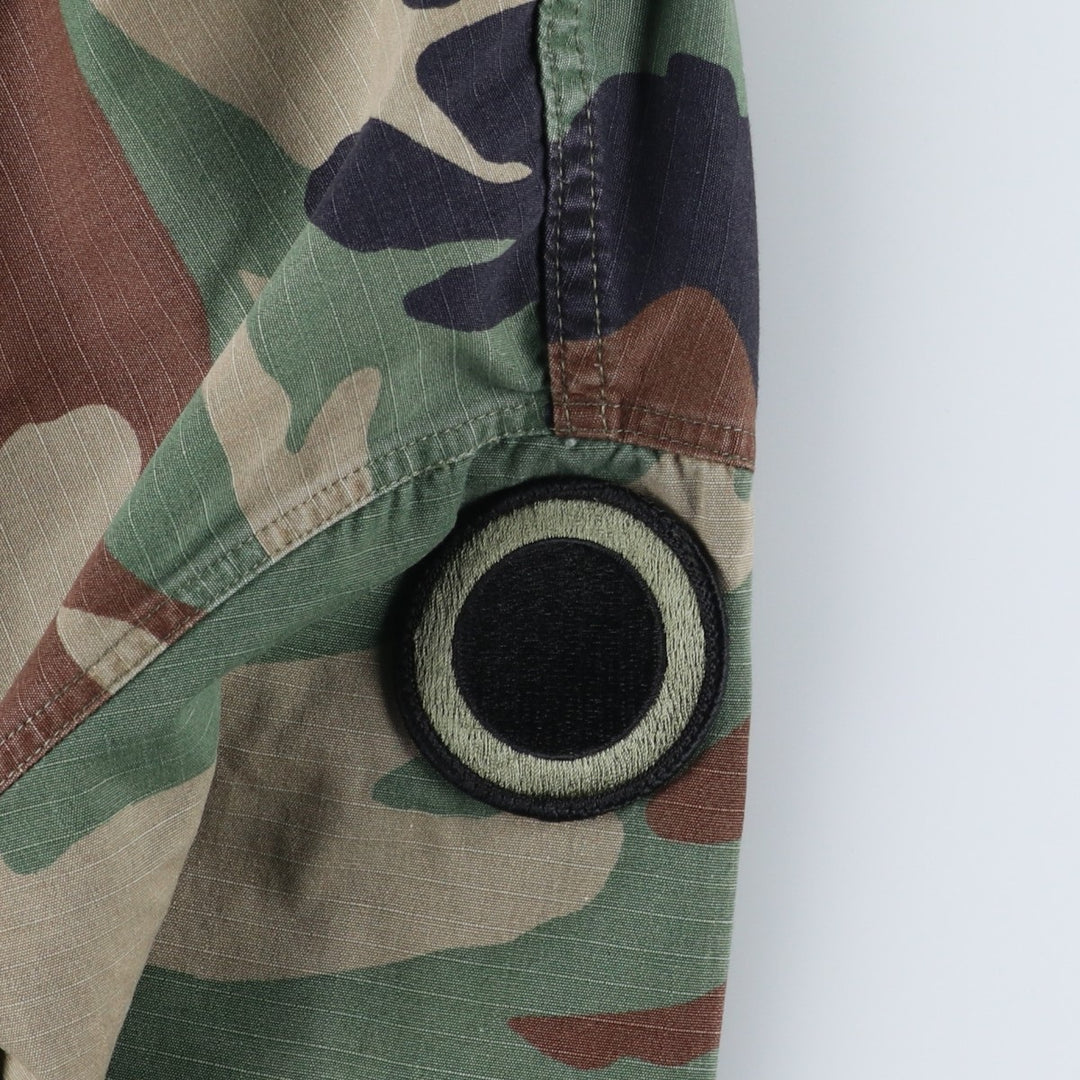 US Military Camouflage Woodland Camo Stars and Stripes Ripstop BDU Military Jacket, Medium-Short, Men's Size M cotton Khaki type Vintage Second Hand