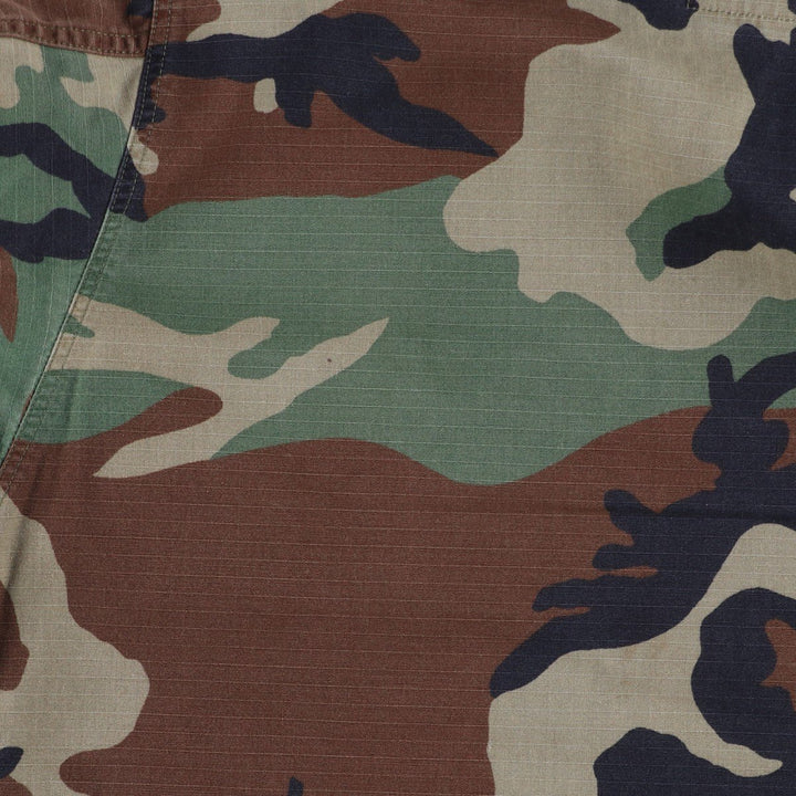 US Military Camouflage Woodland Camo Stars and Stripes Ripstop BDU Military Jacket, Medium-Short, Men's Size M cotton Khaki type Vintage Second Hand