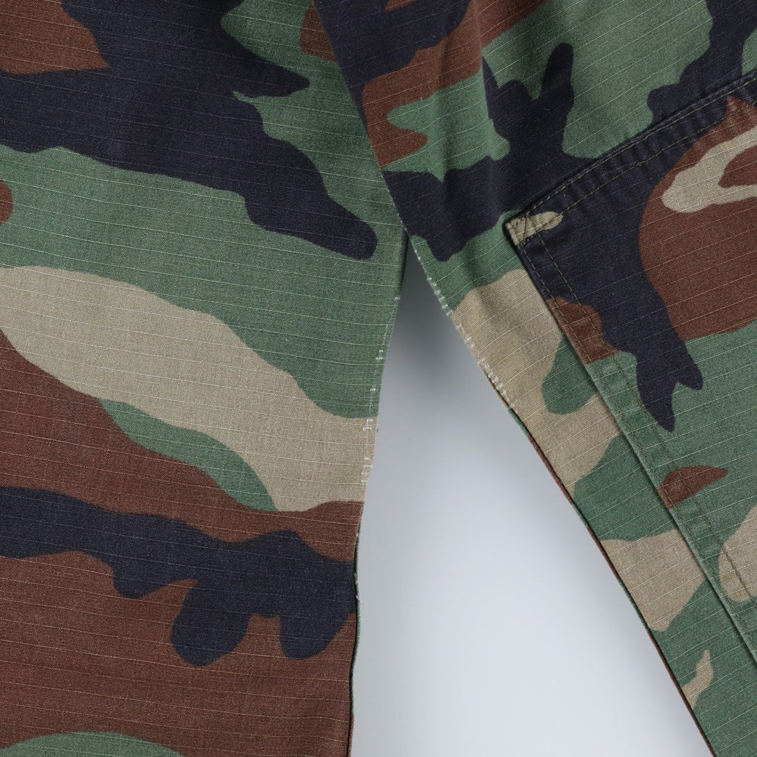 US Military Camouflage Woodland Camo Stars and Stripes Ripstop BDU Military Jacket, Medium-Short, Men's Size M cotton Khaki type Vintage Second Hand