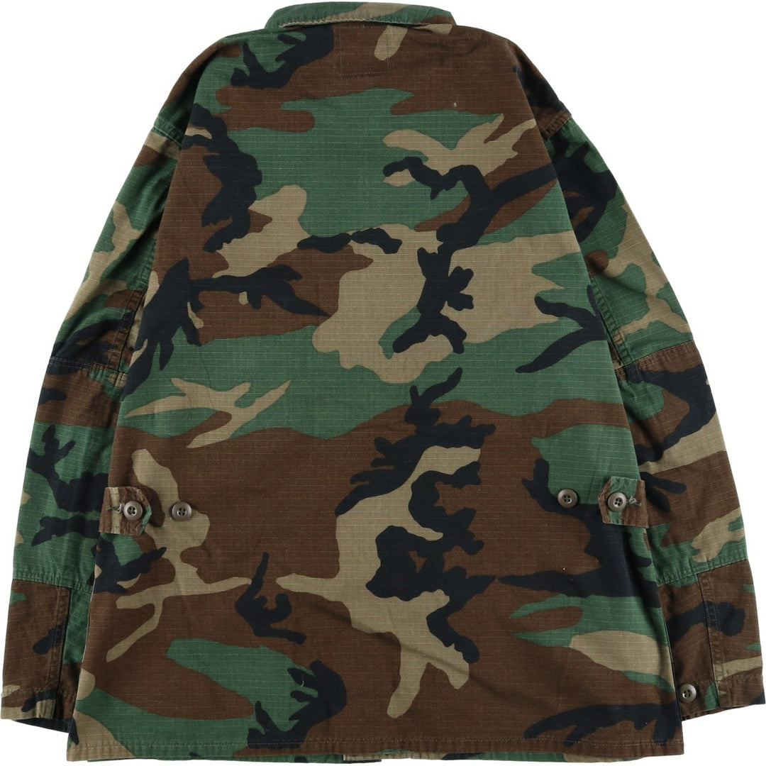 80'S US Military Genuine Camouflage Pattern Woodland Camo Ripstop BDU Military Jacket Made in USA MEDIUM-REGULAR Men's M cotton Khaki type Vintage Second Hand