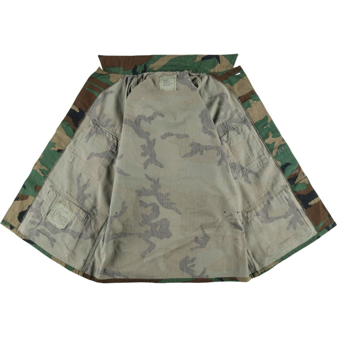 80'S US Military Genuine Camouflage Pattern Woodland Camo Ripstop BDU Military Jacket Made in USA MEDIUM-REGULAR Men's M cotton Khaki type Vintage Second Hand