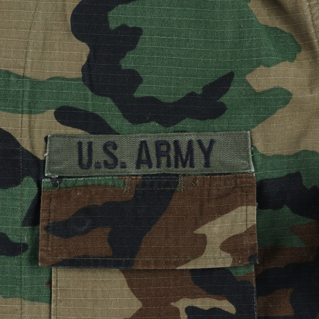 80'S US Military Genuine Camouflage Pattern Woodland Camo Ripstop BDU Military Jacket Made in USA MEDIUM-REGULAR Men's M cotton Khaki type Vintage Second Hand