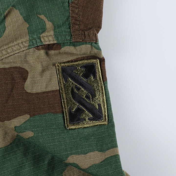 80'S US Military Genuine Camouflage Pattern Woodland Camo Ripstop BDU Military Jacket Made in USA MEDIUM-REGULAR Men's M cotton Khaki type Vintage Second Hand