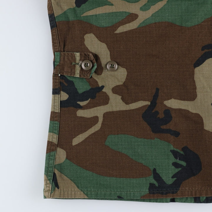 80'S US Military Genuine Camouflage Pattern Woodland Camo Ripstop BDU Military Jacket Made in USA MEDIUM-REGULAR Men's M cotton Khaki type Vintage Second Hand