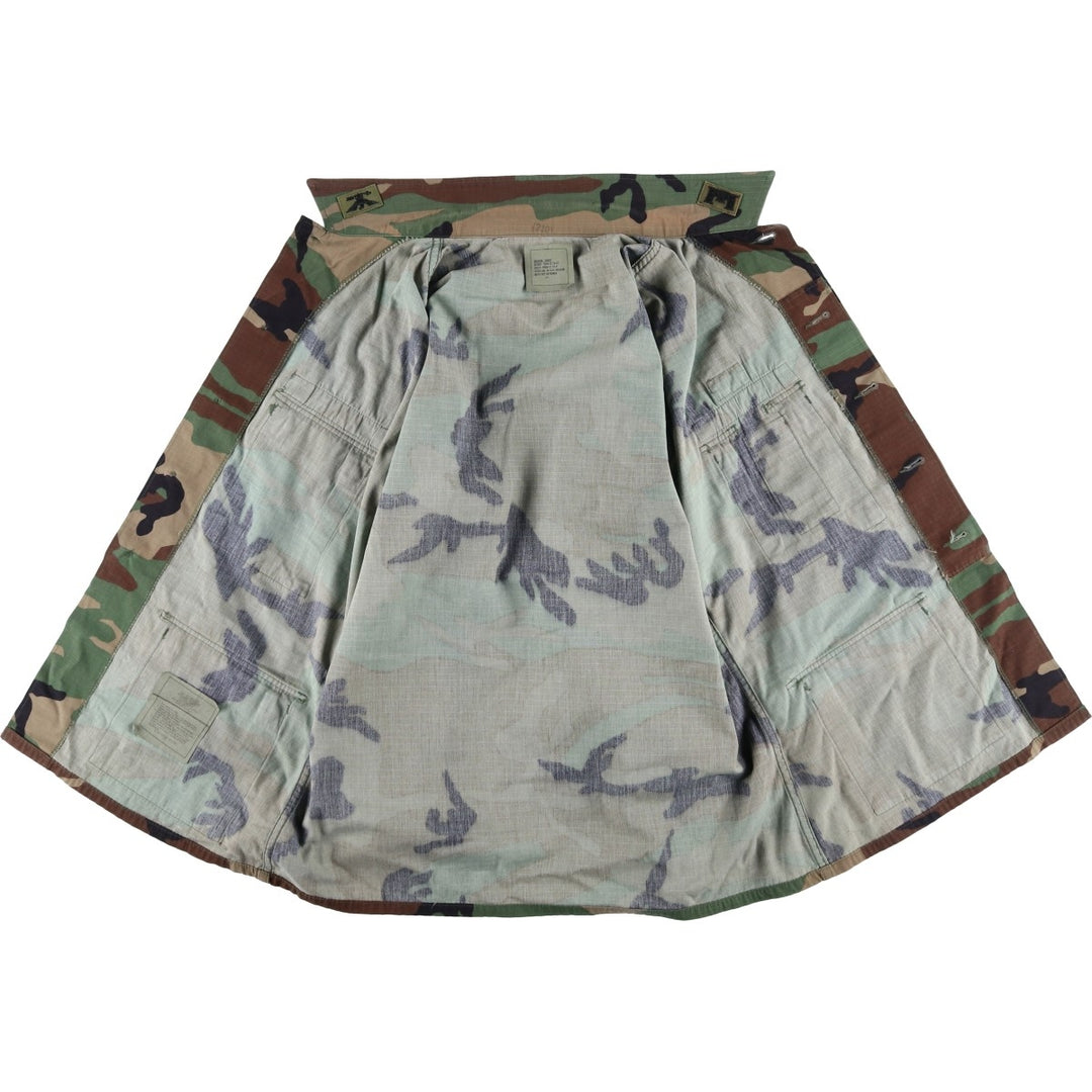 1990'S US Military Camouflage Pattern Stars and Stripes Ripstop BDU Military Jacket, Made in USA, Medium-Short, Men's Size M Nylon Khaki type Vintage Second Hand