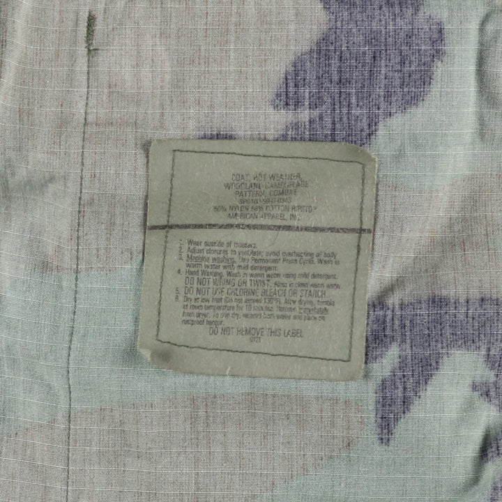 1990'S US Military Camouflage Pattern Stars and Stripes Ripstop BDU Military Jacket, Made in USA, Medium-Short, Men's Size M Nylon Khaki type Vintage Second Hand