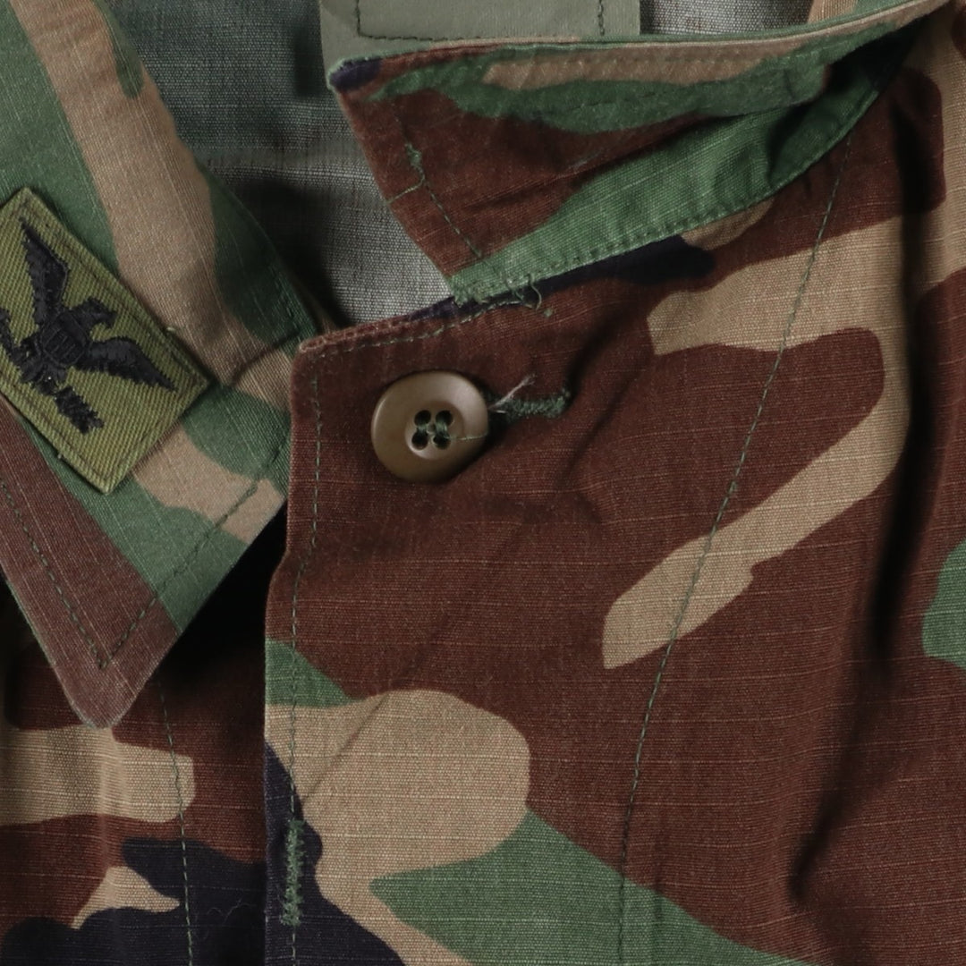 1990'S US Military Camouflage Pattern Stars and Stripes Ripstop BDU Military Jacket, Made in USA, Medium-Short, Men's Size M Nylon Khaki type Vintage Second Hand