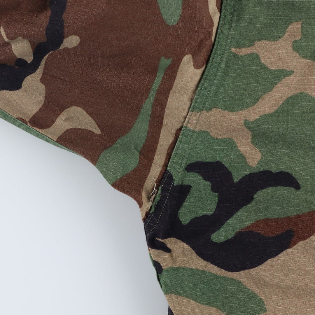 1990'S US Military Camouflage Pattern Stars and Stripes Ripstop BDU Military Jacket, Made in USA, Medium-Short, Men's Size M Nylon Khaki type Vintage Second Hand