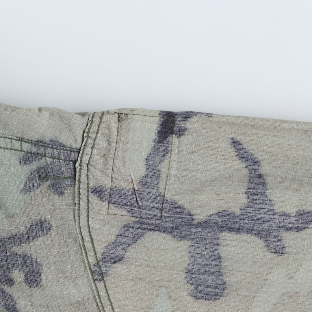 1990'S US Military Camouflage Pattern Stars and Stripes Ripstop BDU Military Jacket, Made in USA, Medium-Short, Men's Size M Nylon Khaki type Vintage Second Hand