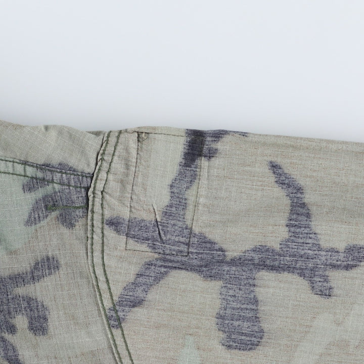 1990'S US Military Camouflage Pattern Stars and Stripes Ripstop BDU Military Jacket, Made in USA, Medium-Short, Men's Size M Nylon Khaki type Vintage Second Hand