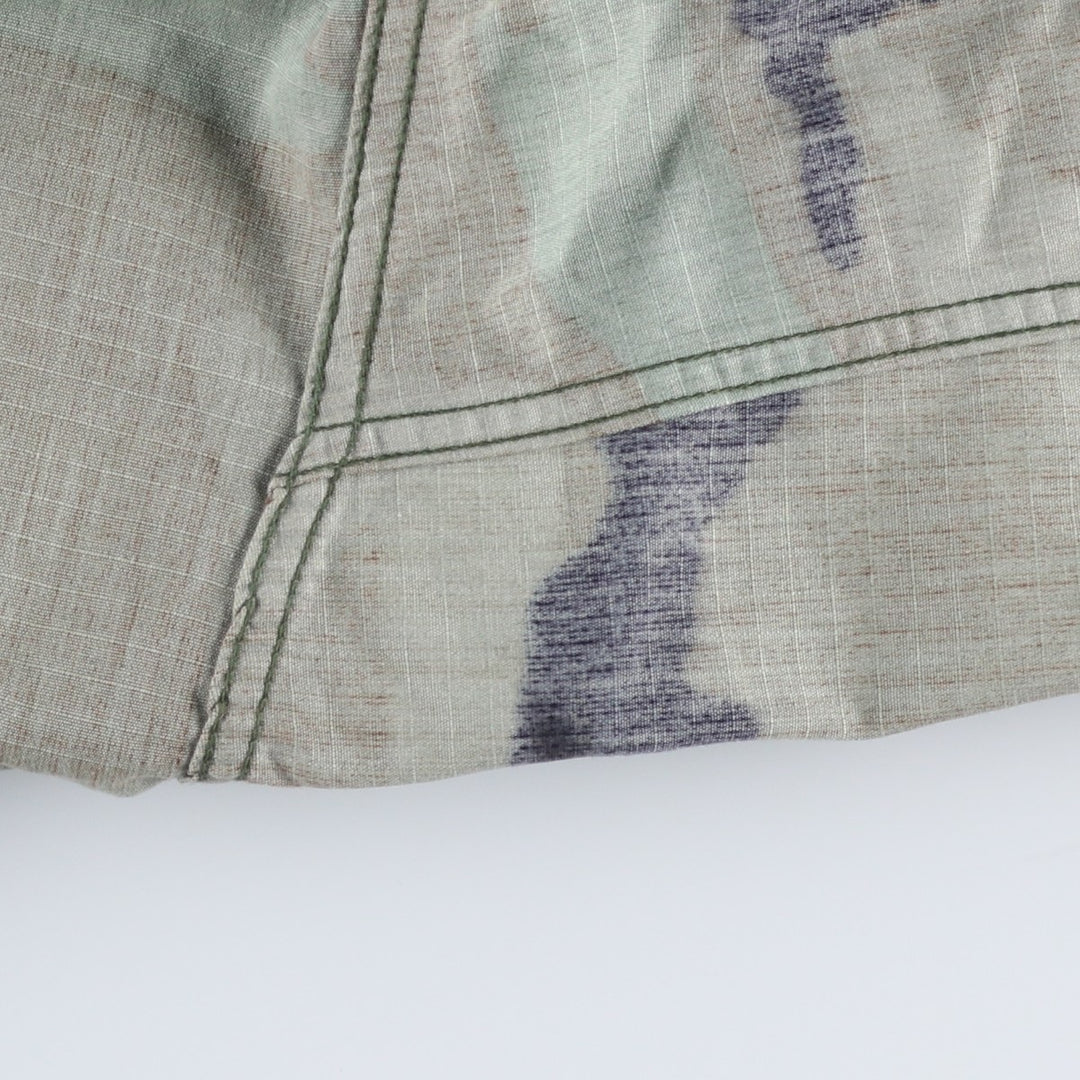 1990'S US Military Camouflage Pattern Stars and Stripes Ripstop BDU Military Jacket, Made in USA, Medium-Short, Men's Size M Nylon Khaki type Vintage Second Hand