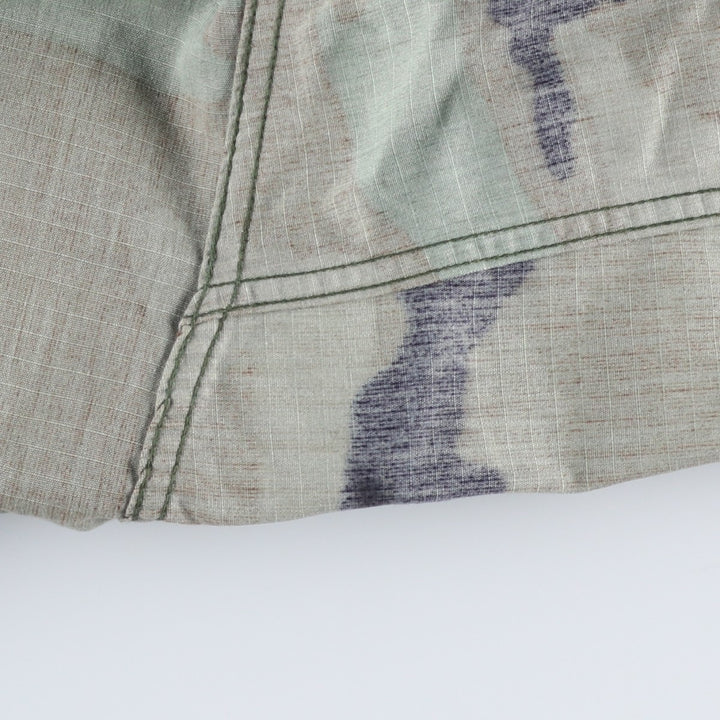 1990'S US Military Camouflage Pattern Stars and Stripes Ripstop BDU Military Jacket, Made in USA, Medium-Short, Men's Size M Nylon Khaki type Vintage Second Hand