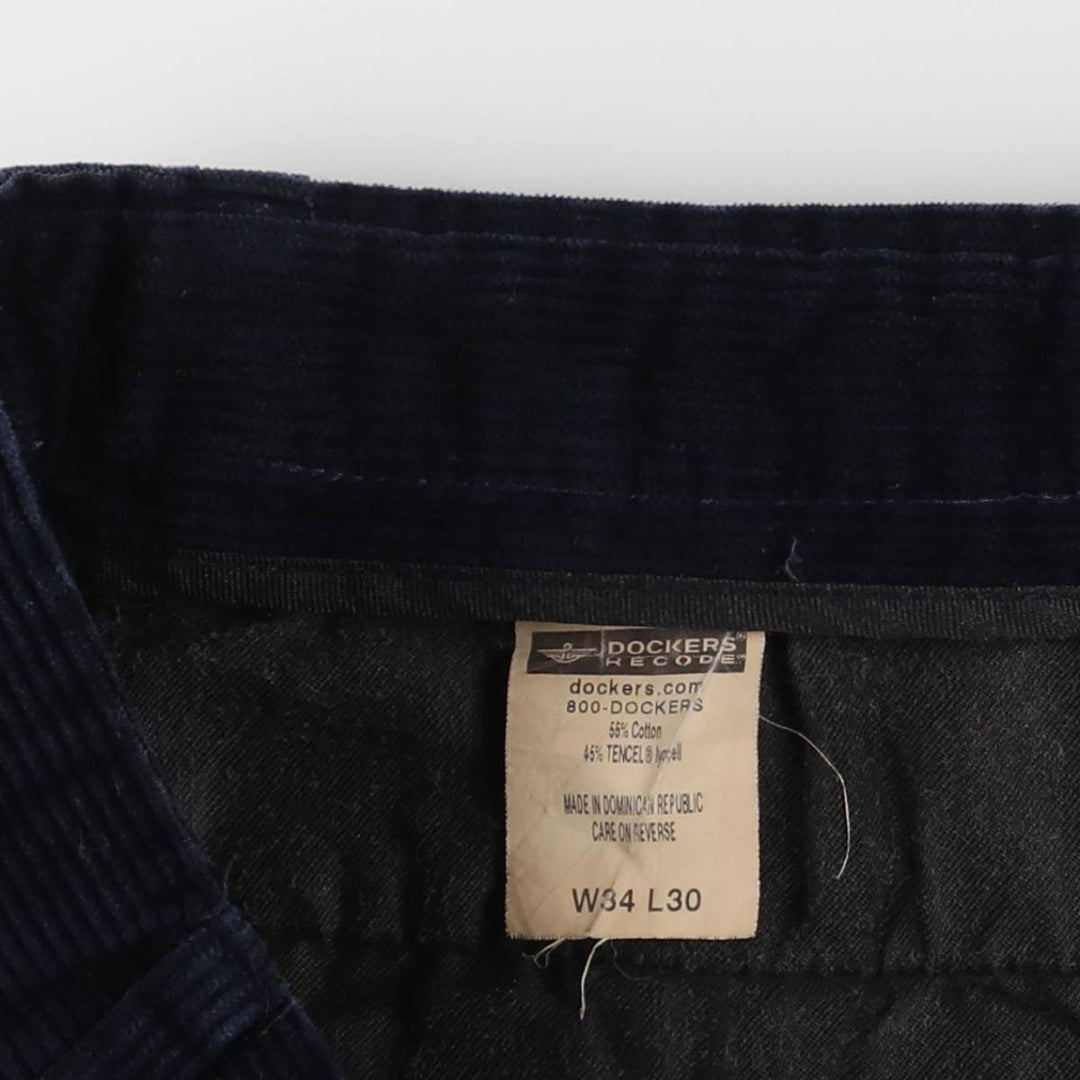 2000'S Dockers Recode Two-Pleated Corduroy Pants, Men's, Size W34 cotton navy blue type Vintage Second Hand