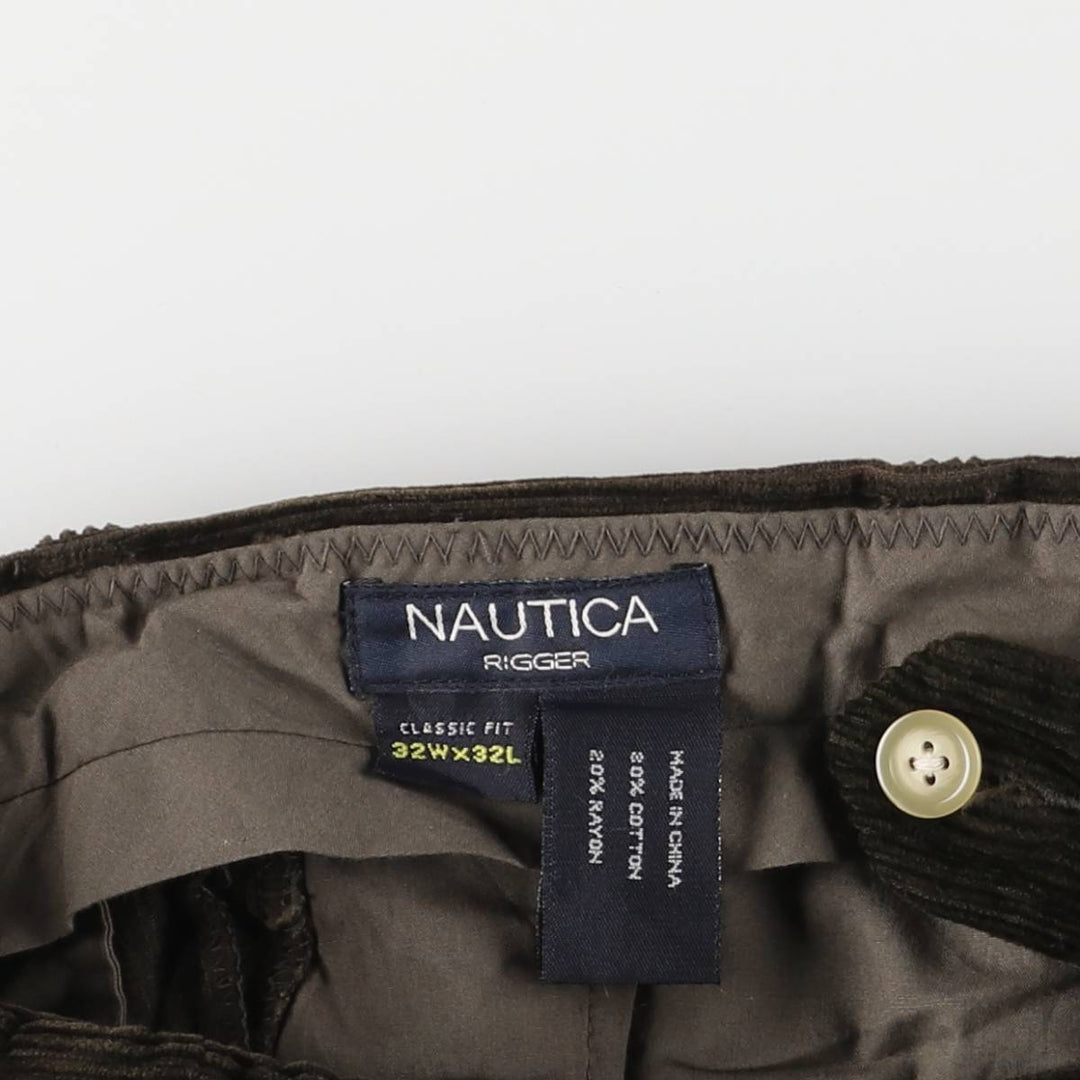 NAUTICA Two-pleat Corduroy Pants, Men's, Size W33 cotton brown type Vintage Second Hand