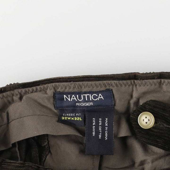 NAUTICA Two-pleat Corduroy Pants, Men's, Size W33 cotton brown type Vintage Second Hand