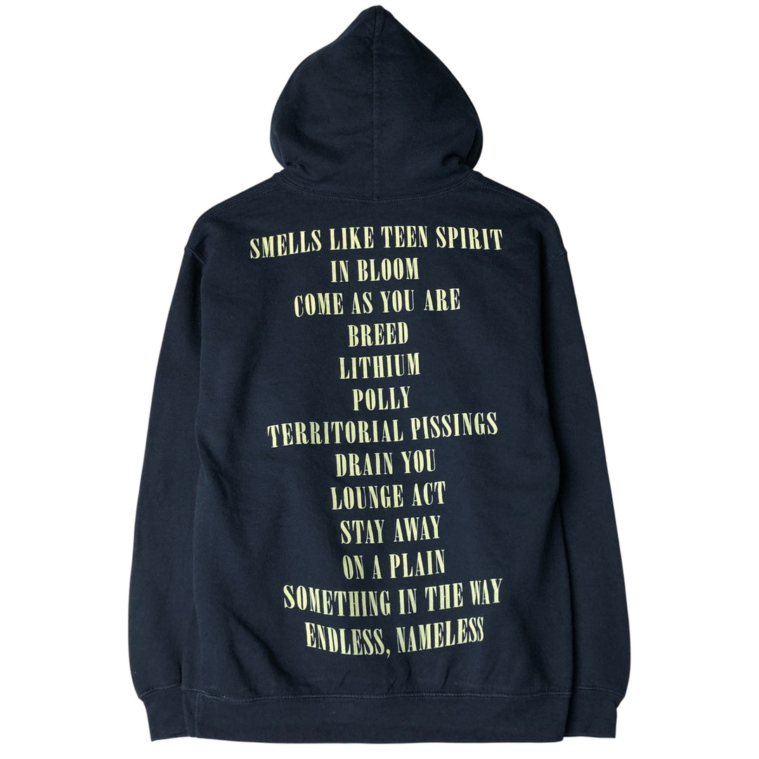NIRVANA band sweatshirt pullover hoodie, size S, men's unclear navy blue type Vintage Second Hand
