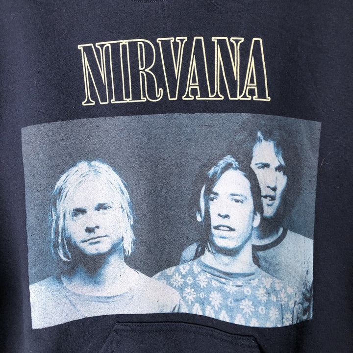 NIRVANA band sweatshirt pullover hoodie, size S, men's unclear navy blue type Vintage Second Hand