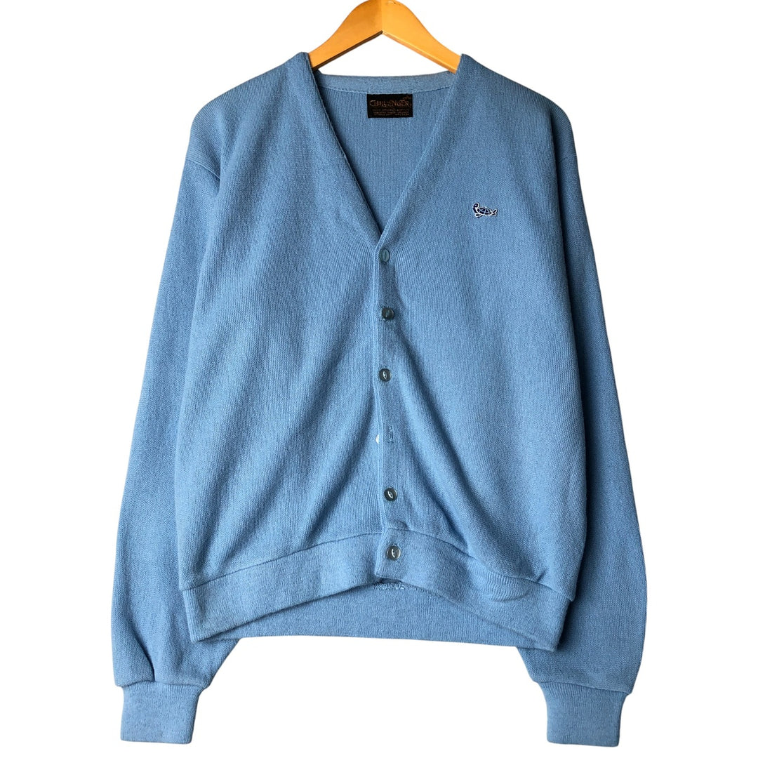 Vintage 70'S CHALLENGER acrylic knit cardigan, men's size L acrylic Blue type light blue Vintage Second Hand