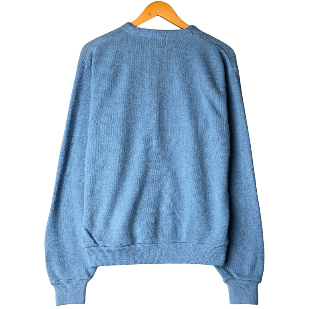Vintage 70'S CHALLENGER acrylic knit cardigan, men's size L acrylic Blue type light blue Vintage Second Hand